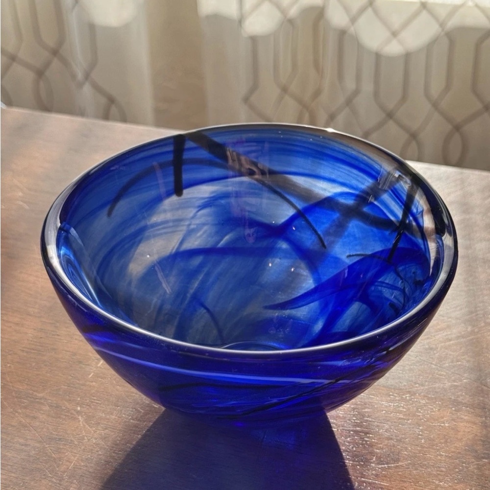 Kosta Boda Blue Swirl Art Glass Bowl